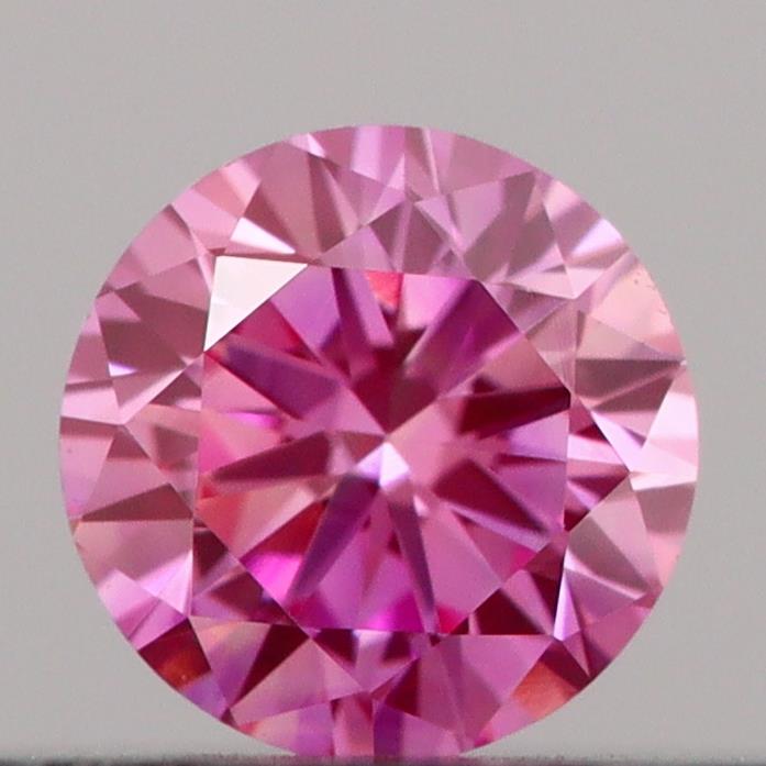 Actual 0.19 carat Vivid Pink Round lab-grown diamond