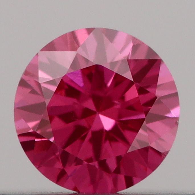 Actual 0.19 carat Vivid Pink Round lab-grown diamond