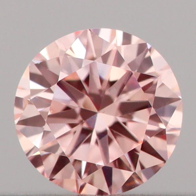 Actual 0.19 carat Intense Pink Round lab-grown diamond