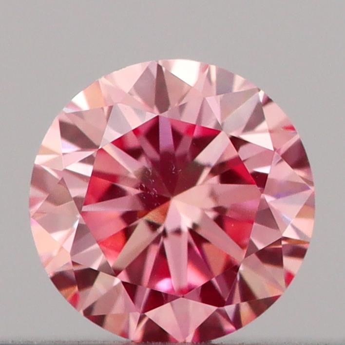Actual 0.2 carat Intense Pink Round lab-grown diamond