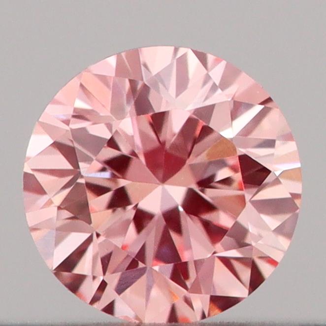 Actual 0.19 carat Intense Pink Round lab-grown diamond