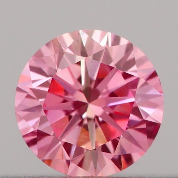 Actual 0.18 carat Vivid Pink Round lab-grown diamond