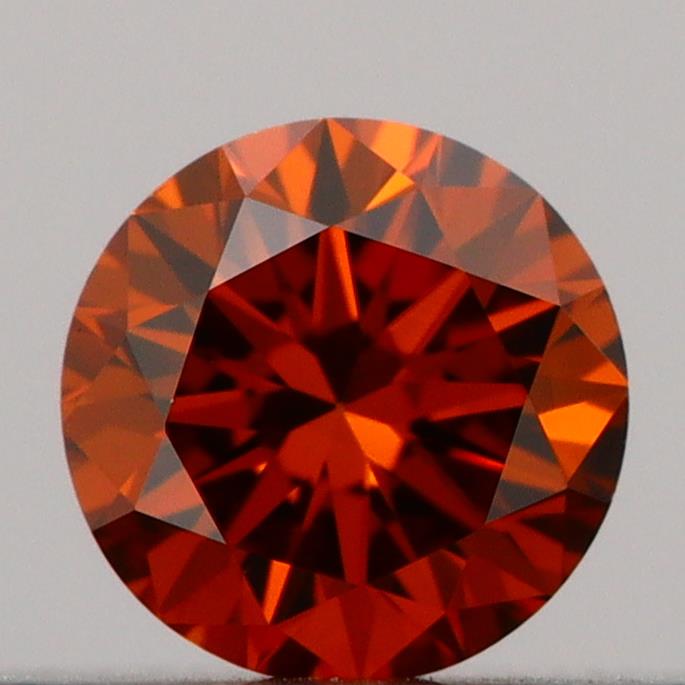 Actual 0.18 carat Deep Orange Round lab-grown diamond