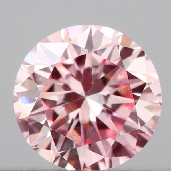 Actual 0.17 carat Intense Pink Round lab-grown diamond