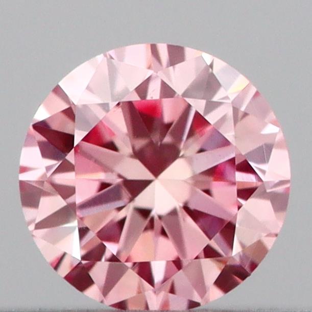 Actual 0.18 carat Intense Pink Round lab-grown diamond