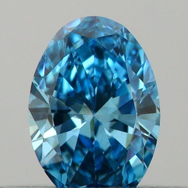Actual 0.24 carat Vivid Blue Oval lab-grown diamond