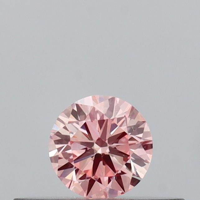 Actual 0.16 carat Intense Pink Round lab-grown diamond