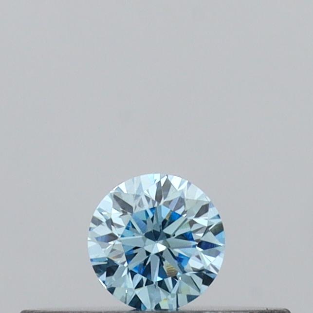 Actual 0.1 carat Vivid Blue Round lab-grown diamond