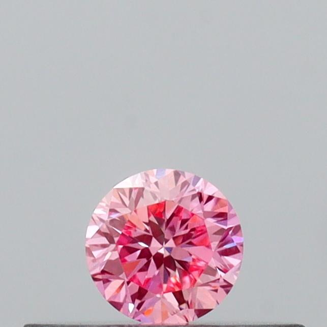 Actual 0.15 carat Vivid Pink Round lab-grown diamond