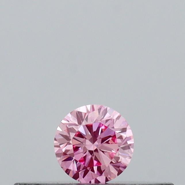 Actual 0.1 carat Vivid Pink Round lab-grown diamond