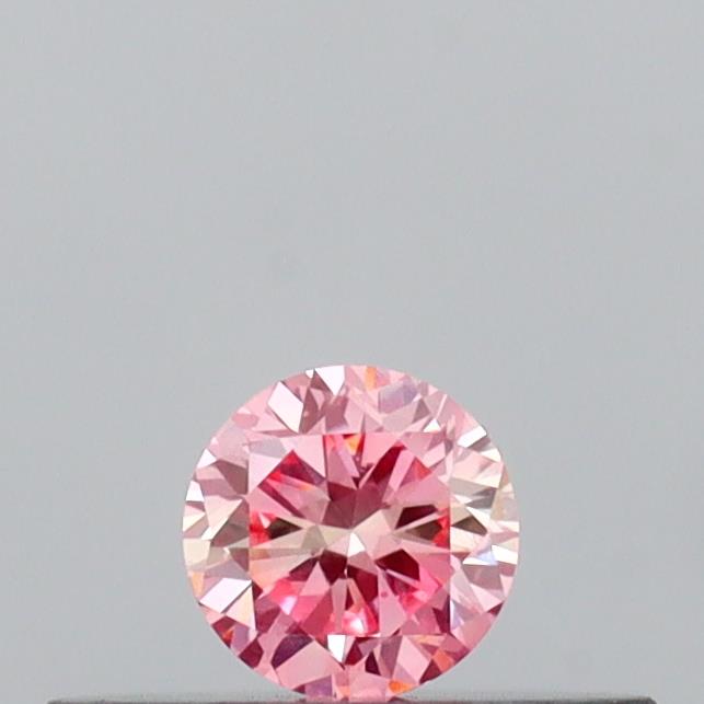 Actual 0.14 carat Intense Pink Round lab-grown diamond