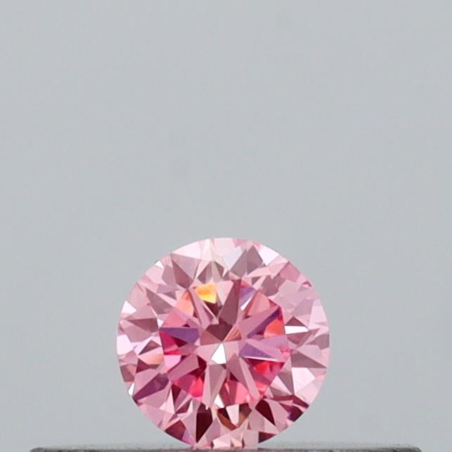 Actual 0.13 carat Vivid Pink Round lab-grown diamond