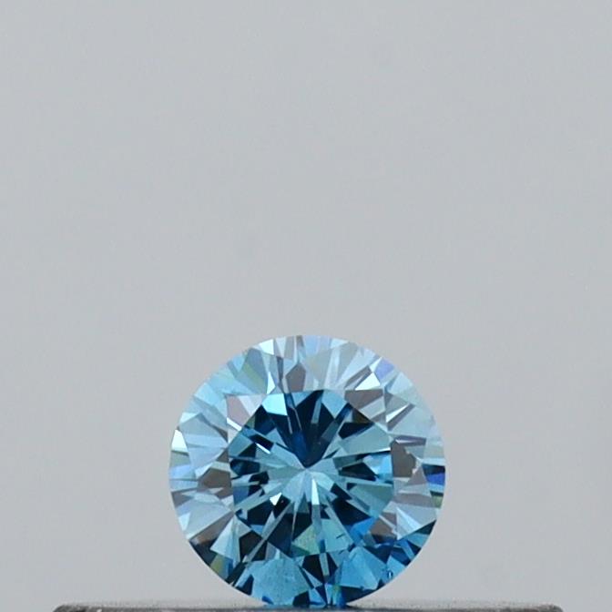 Actual 0.12 carat Vivid Blue Round lab-grown diamond