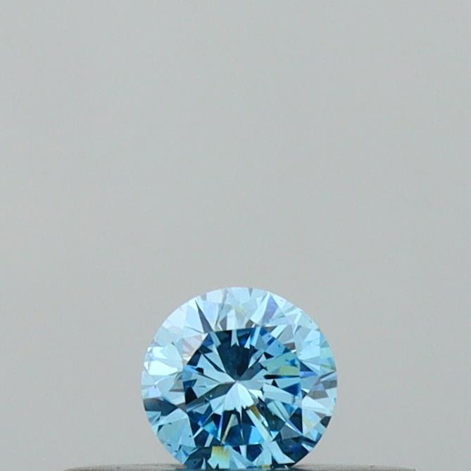 Actual 0.11 carat Intense Blue Round lab-grown diamond