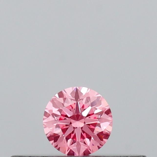 Actual 0.11 carat Vivid Pink Round lab-grown diamond