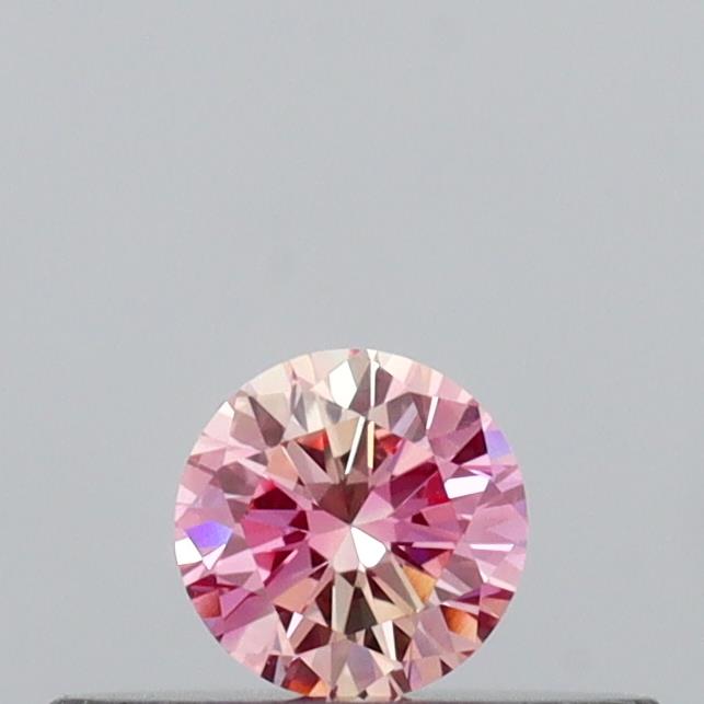 Actual 0.15 carat Intense Pink Round lab-grown diamond