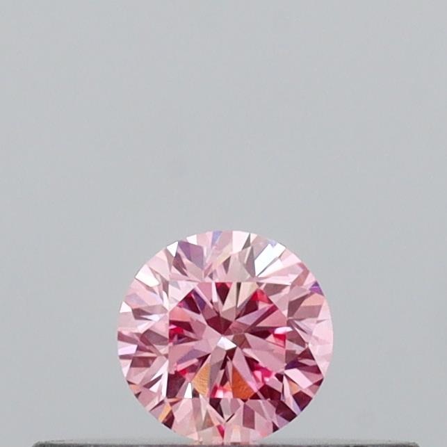 Actual 0.14 carat Intense Pink Round lab-grown diamond