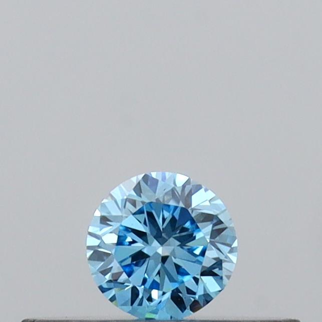 Actual 0.13 carat Vivid Blue Round lab-grown diamond