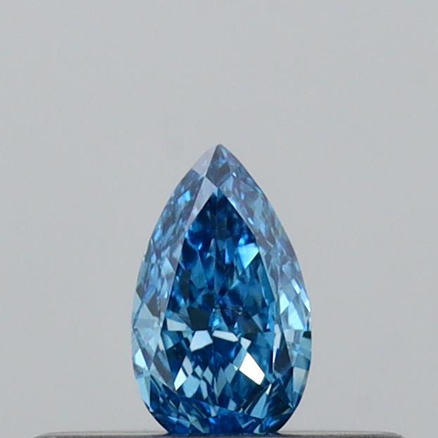 Actual 0.13 carat Vivid Blue Pear lab-grown diamond