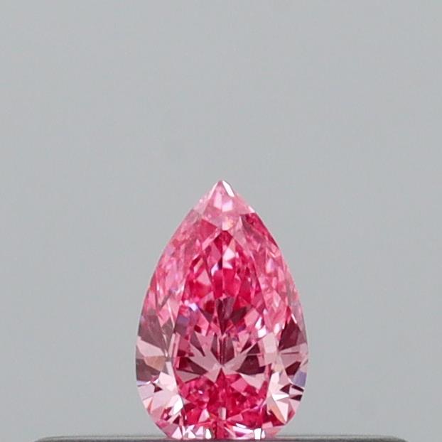 Actual 0.11 carat Vivid Pink Pear lab-grown diamond