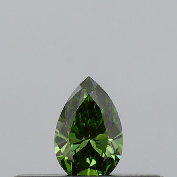 Actual 0.1 carat Vivid Green Pear lab-grown diamond