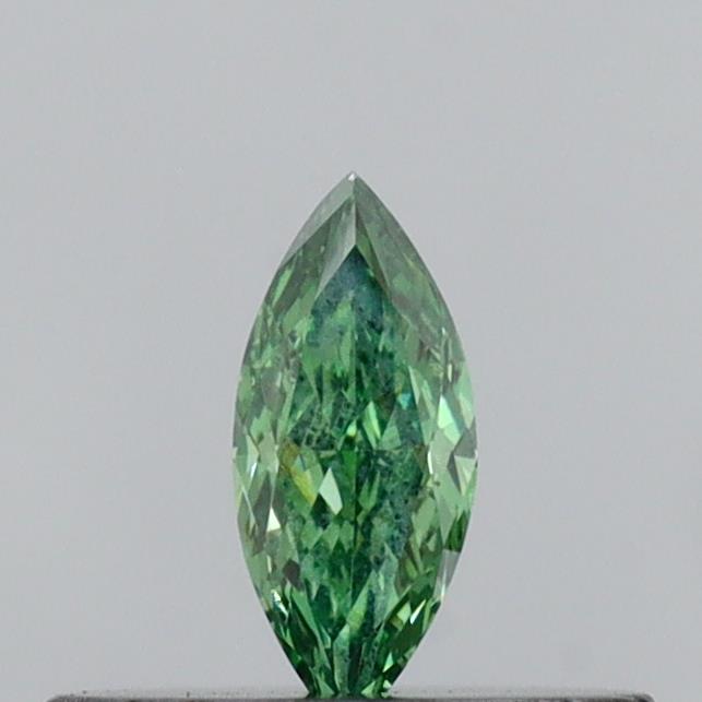 Actual 0.12 carat Vivid Green Marquise lab-grown diamond
