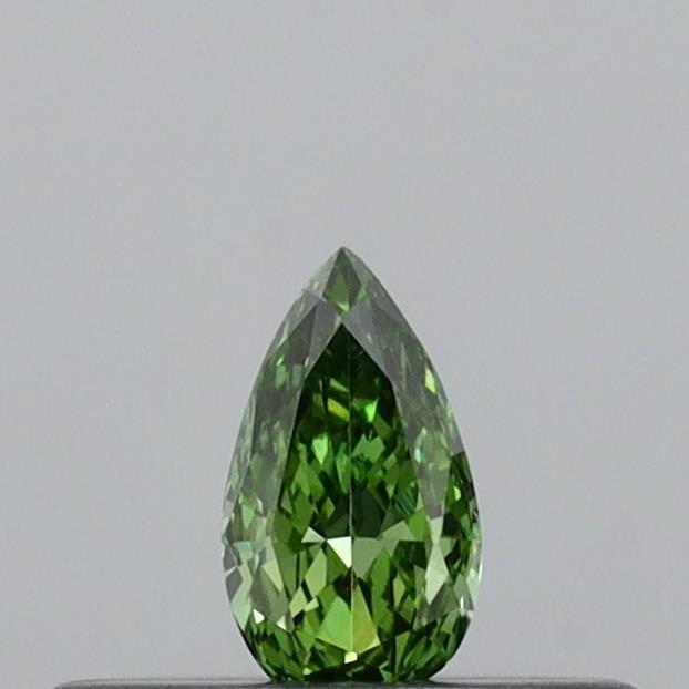 Actual 0.1 carat Vivid Green Pear lab-grown diamond