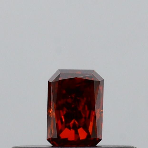 Actual 0.14 carat Deep Orange Radiant lab-grown diamond
