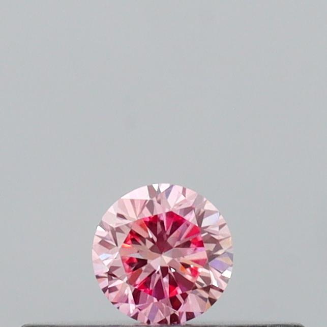 Actual 0.1 carat Intense Pink Round lab-grown diamond