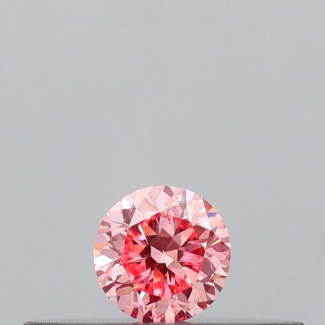 Actual 0.1 carat Intense Pink Round lab-grown diamond
