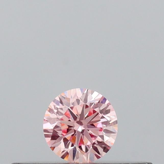 Actual 0.12 carat Intense Pink Round lab-grown diamond