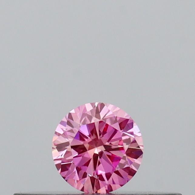 Actual 0.13 carat Vivid Pink Round lab-grown diamond
