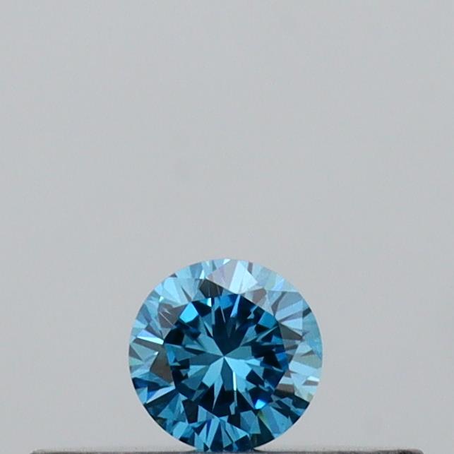 Actual 0.09 carat Vivid Blue Round lab-grown diamond