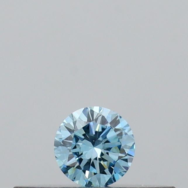 Actual 0.09 carat Vivid Blue Round lab-grown diamond