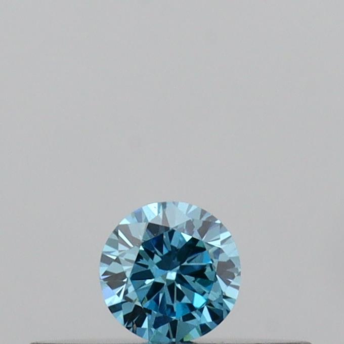 Actual 0.09 carat Vivid Blue Round lab-grown diamond
