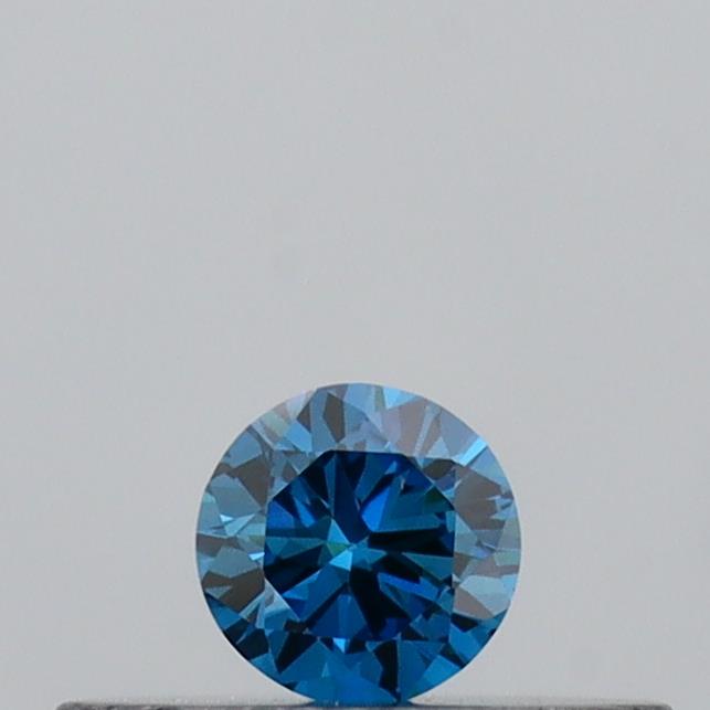 Actual 0.11 carat Vivid Blue Round lab-grown diamond
