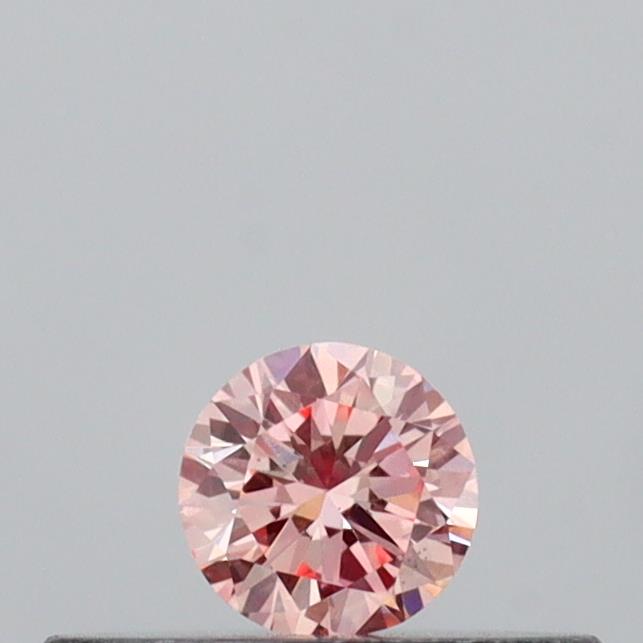 Actual 0.12 carat Intense Pink Round lab-grown diamond