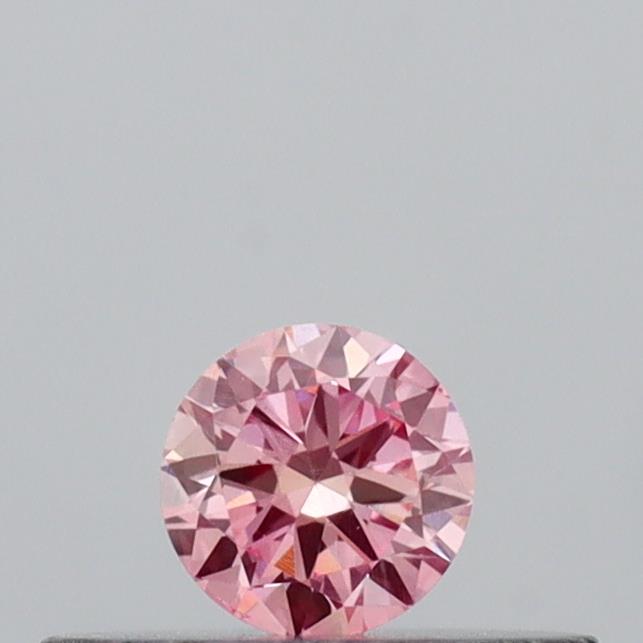 Actual 0.14 carat Intense Pink Round lab-grown diamond