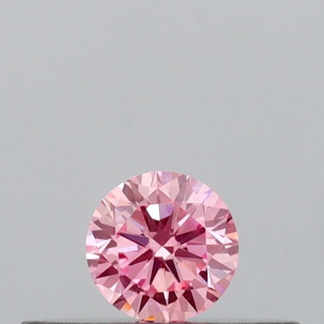 Actual 0.13 carat Vivid Pink Round lab-grown diamond