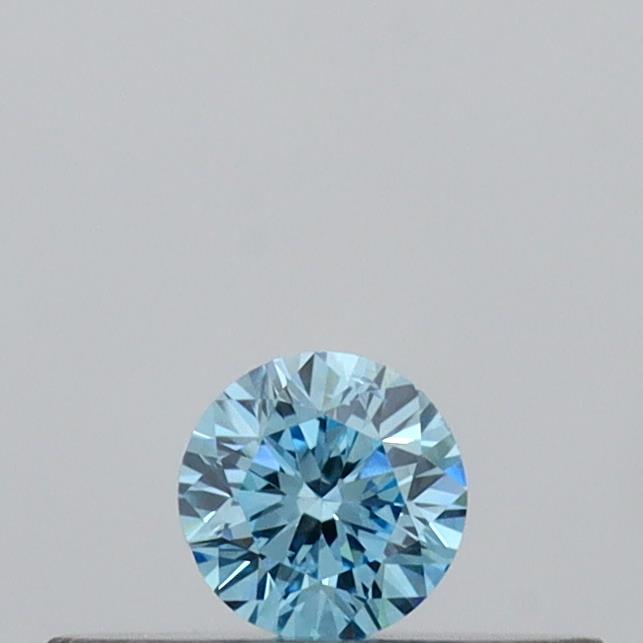 Actual 0.11 carat Vivid Blue Round lab-grown diamond