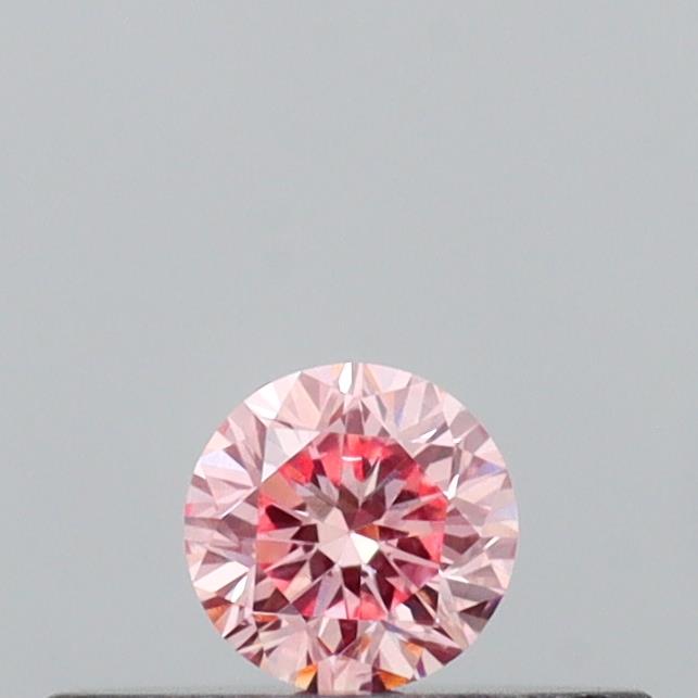Actual 0.13 carat Intense Pink Round lab-grown diamond