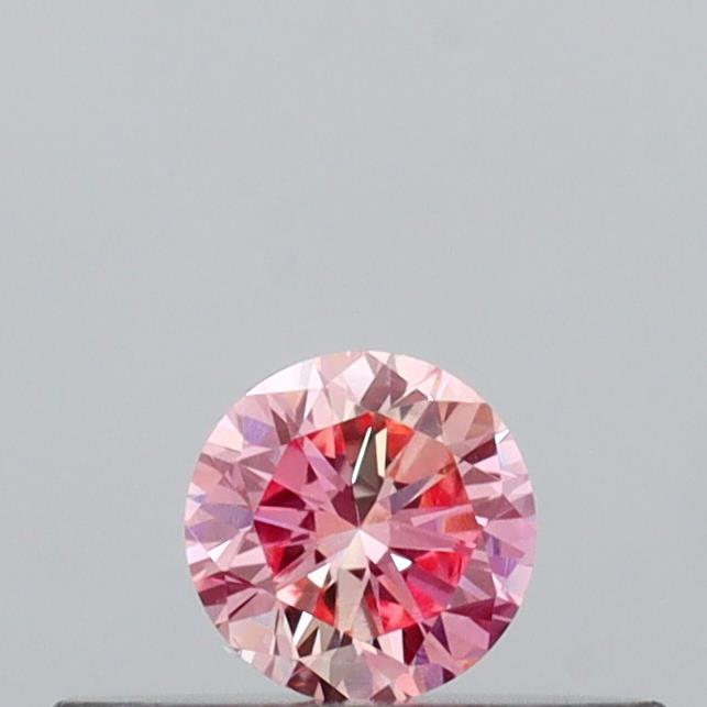 Actual 0.16 carat Intense Pink Round lab-grown diamond