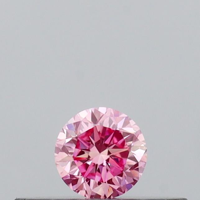 Actual 0.13 carat Vivid Pink Round lab-grown diamond