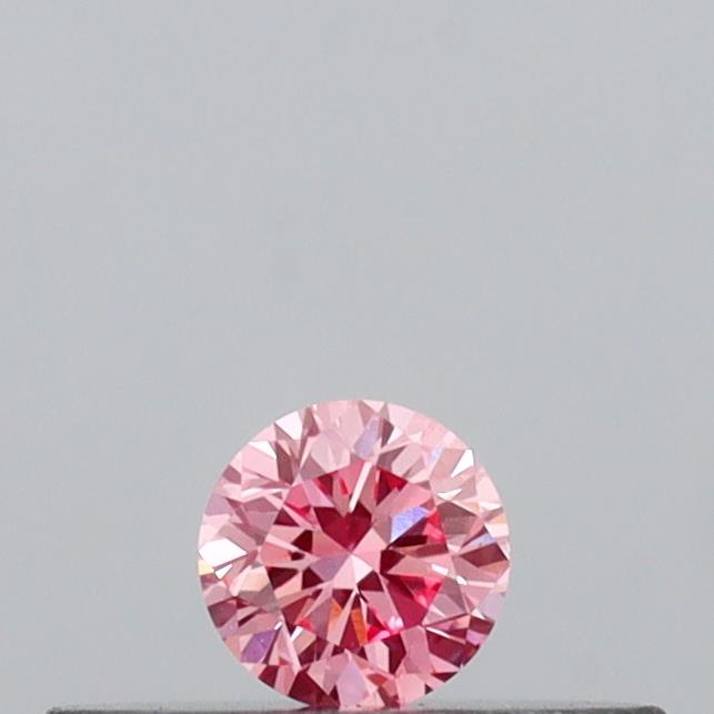 Actual 0.11 carat Intense Pink Round lab-grown diamond