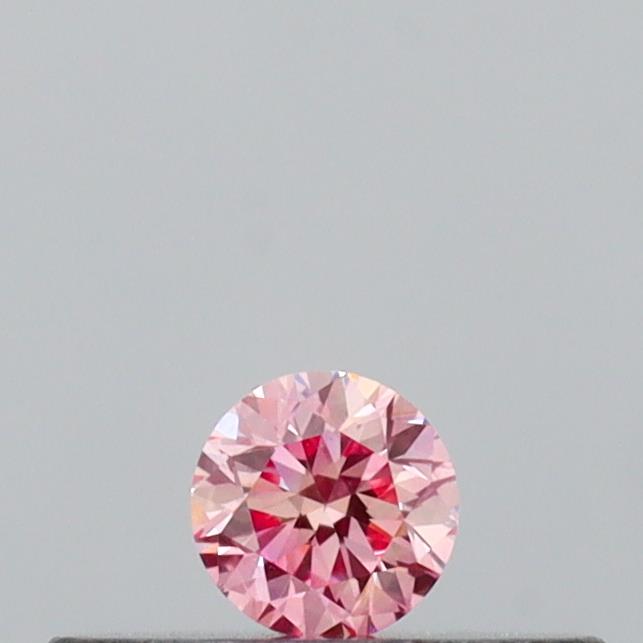 Actual 0.1 carat Intense Pink Round lab-grown diamond