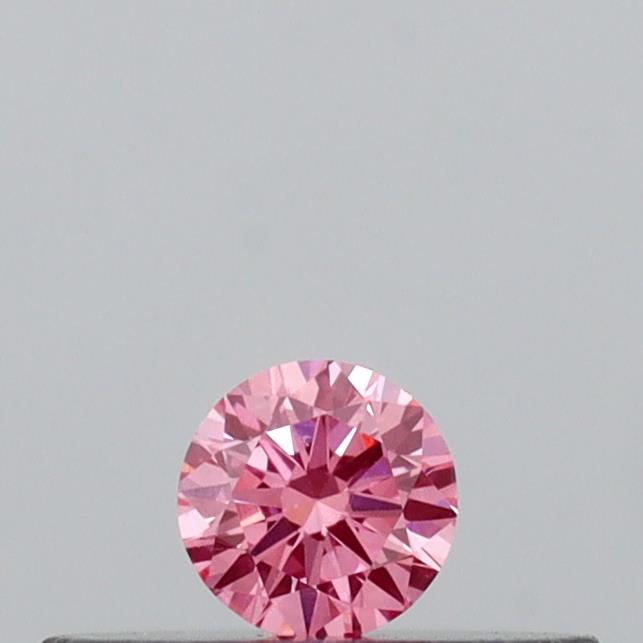 Actual 0.1 carat Vivid Pink Round lab-grown diamond
