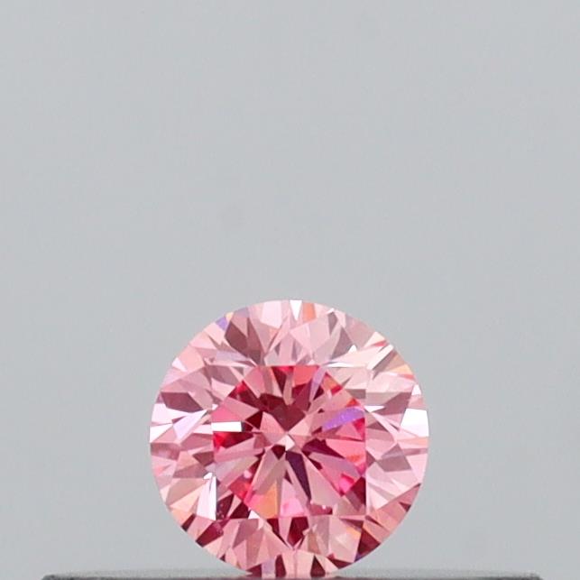 Actual 0.14 carat Intense Pink Round lab-grown diamond