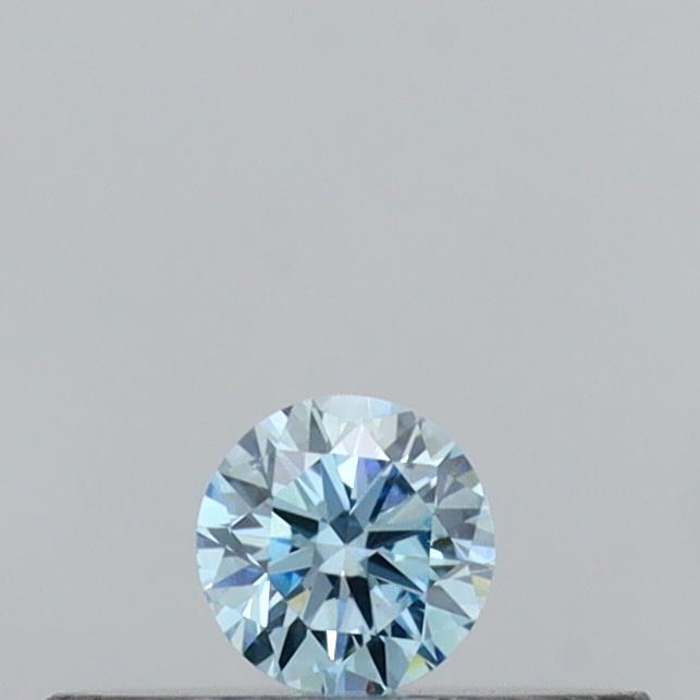 Actual 0.09 carat Vivid Blue Round lab-grown diamond