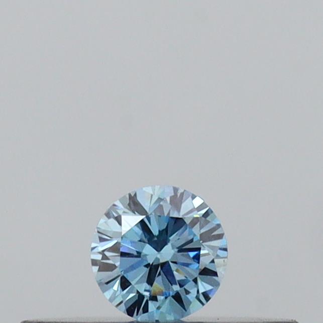 Actual 0.09 carat Vivid Blue Round lab-grown diamond