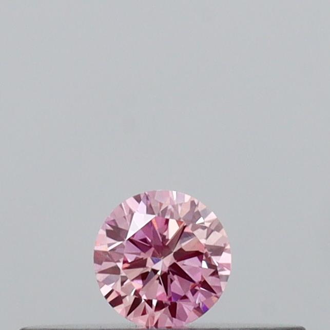 Actual 0.09 carat Vivid Pink Round lab-grown diamond